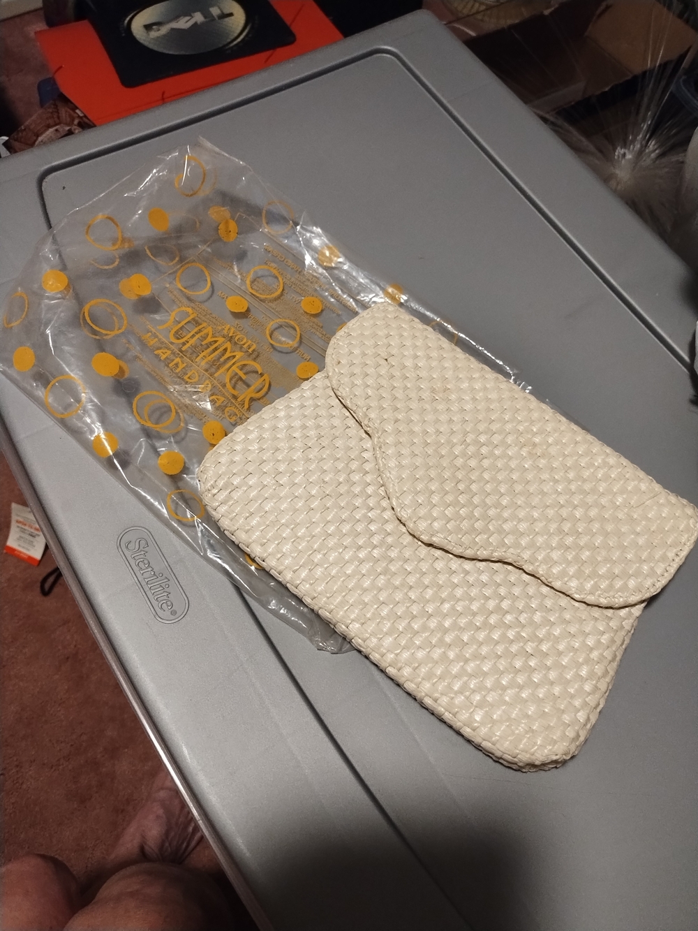 Avon Cream Woven Envelope Clutch